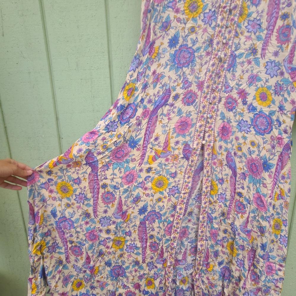 Spell Sample Lovebird Maxi Dress Gown Kimono Robe Duster S Chamomile OOAK NWOT - Picture 8 of 14